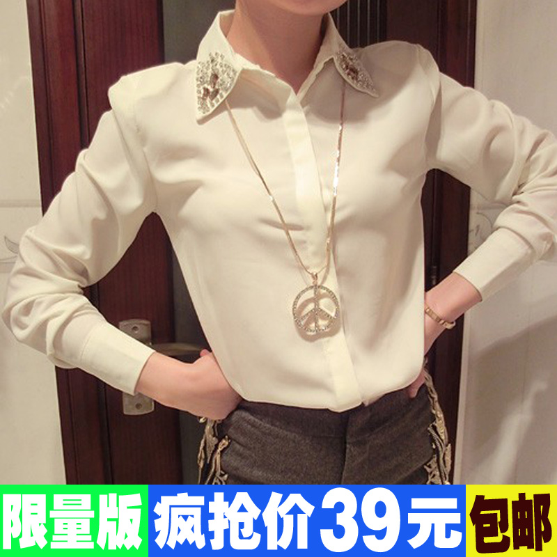 秋冬新款气质女装百搭修身<em>长袖衬衫女</em>衬衣雪纺