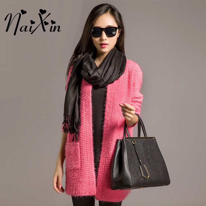 奈昕高端品牌女装秋冬韩版通勤中长款长袖圆领