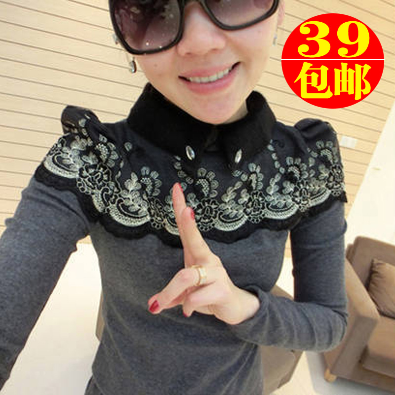 韩版<em>长袖</em>小衫<em>女款</em>修身t恤高领<em>打底衫</em>秋冬上衣