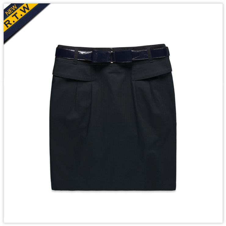 RTW 2014春季新款女装通勤腰带棉包裙一步开